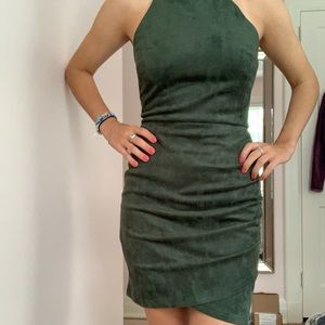 Green suede dress